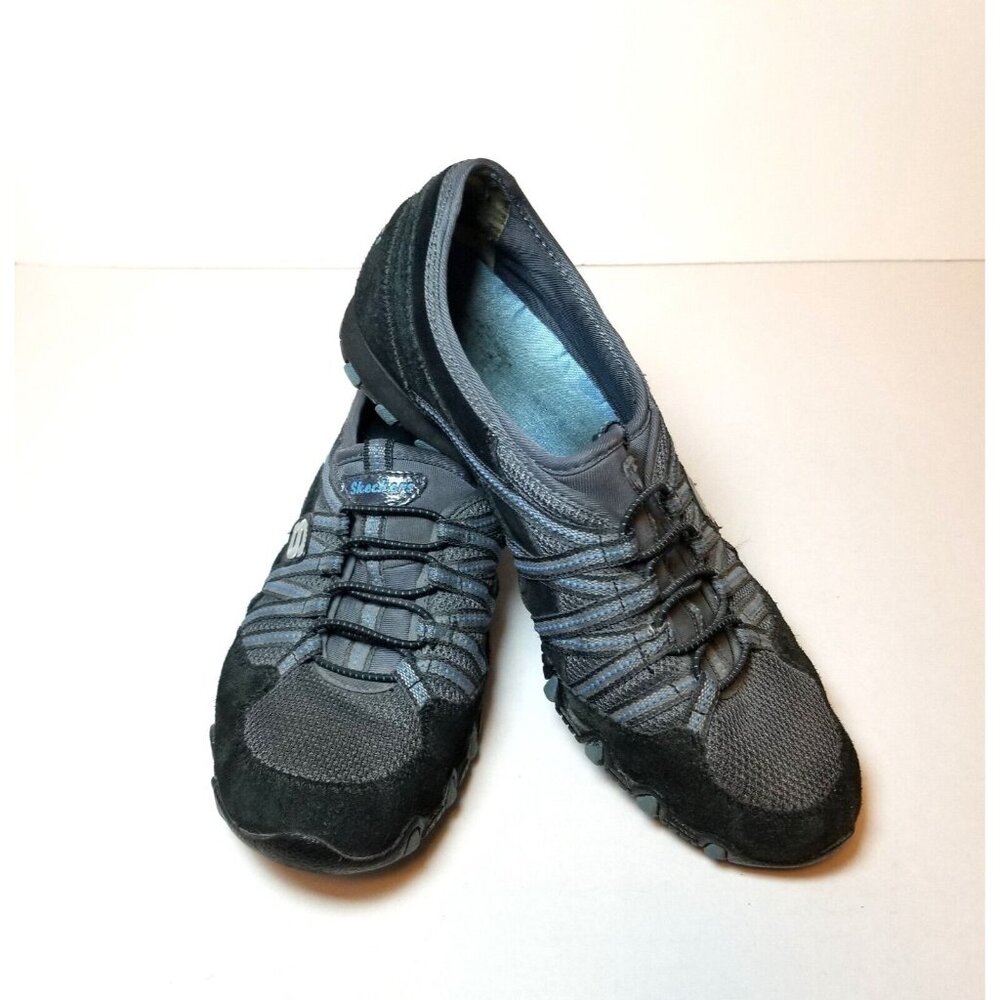 Skechers Shoes Womens Sz 7.5 Bikers Athletic Slip On Sneakers 22045 Black/Blue